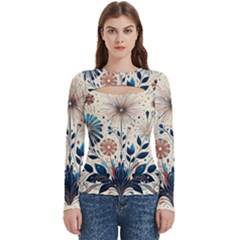 Flowers Bloom Blossom Flora Modern Women s Cut Out Long Sleeve T-shirt by Salmanaz77