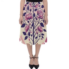 Roses Flowers Bloom Nature Blossom Classic Midi Skirt