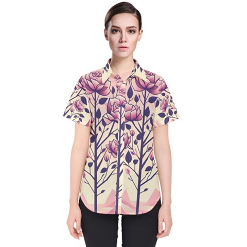 Roses Flowers Bloom Nature Blossom Women s Short Sleeve Shirt by Salmanaz77