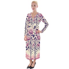 Roses Flowers Bloom Nature Blossom Velvet Maxi Wrap Dress