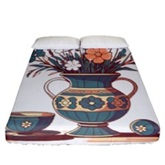 Flower Vase Nature Bloom Blossom Fitted Sheet (queen Size) by Salmanaz77