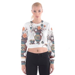 Flower Vase Nature Bloom Blossom Cropped Sweatshirt