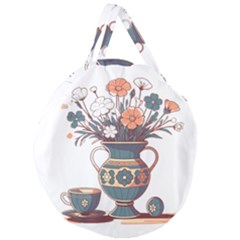 Flower Vase Nature Bloom Blossom Giant Round Zipper Tote