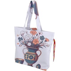 Flower Vase Nature Bloom Blossom Drawstring Tote Bag