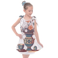 Flower Vase Nature Bloom Blossom Kids  Tie Up Tunic Dress