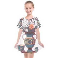 Flower Vase Nature Bloom Blossom Kids  Smock Dress by Salmanaz77