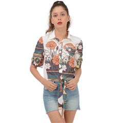 Flower Vase Nature Bloom Blossom Tie Front Shirt 