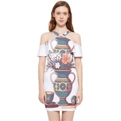 Flower Vase Nature Bloom Blossom Shoulder Frill Bodycon Summer Dress by Salmanaz77