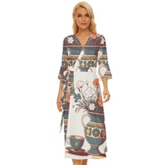 Flower Vase Nature Bloom Blossom Midsummer Wrap Dress by Salmanaz77