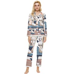 Sculpture Statue Angel Artwork Womens  Long Sleeve Velvet Pocket Pajamas Set by Salmanaz77