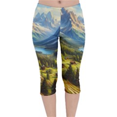 Forest Landscape Nature Trees Velvet Capri Leggings  by Salmanaz77