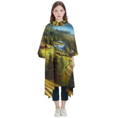 Forest Landscape Nature Trees Kids  Hooded Rain Ponchos by Salmanaz77