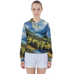 Forest Landscape Nature Trees Women s Tie Up Sweat