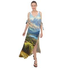 Forest Landscape Nature Trees Maxi Chiffon Cover Up Dress