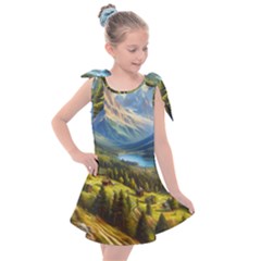 Forest Landscape Nature Trees Kids  Tie Up Tunic Dress