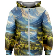 Forest Landscape Nature Trees Kids  Zipper Hoodie Without Drawstring