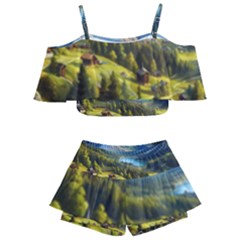 Forest Landscape Nature Trees Kids  Off Shoulder Skirt Bikini by Salmanaz77