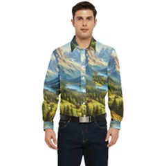 Forest Landscape Nature Trees Men s Long Sleeve Pocket Shirt 