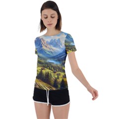 Forest Landscape Nature Trees Back Circle Cutout Sports T-shirt