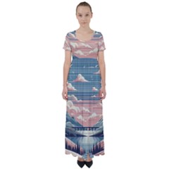 Artwork Painting Sculpture Nature High Waist Short Sleeve Maxi Dress by Salmanaz77