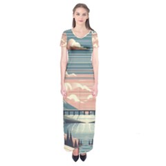 Artwork Painting Sculpture Nature Short Sleeve Maxi Dress by Salmanaz77