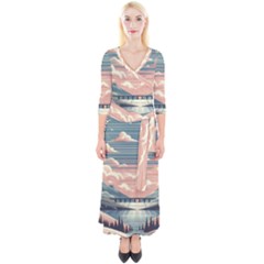 Artwork Painting Sculpture Nature Quarter Sleeve Wrap Maxi Dress