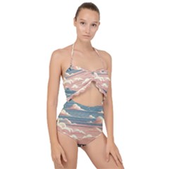 Artwork Painting Sculpture Nature Scallop Top Cut Out Swimsuit