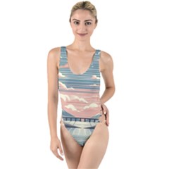 Artwork Painting Sculpture Nature High Leg Strappy Swimsuit