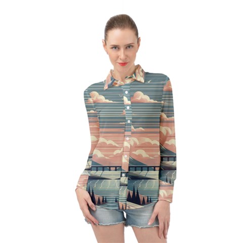 Artwork Painting Sculpture Nature Long Sleeve Chiffon Shirt by Salmanaz77