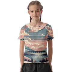 Artwork Painting Sculpture Nature Kids  Frill Chiffon Blouse by Salmanaz77