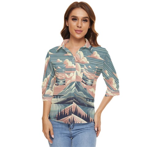 Artwork Painting Sculpture Nature Women s Quarter Sleeve Pocket Shirt by Salmanaz77