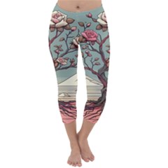 Roses Flowers Bloom Nature Blossom Capri Winter Leggings  by Salmanaz77