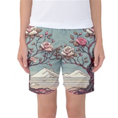 Roses Flowers Bloom Nature Blossom Women s Basketball Shorts by Salmanaz77