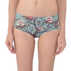 Roses Flowers Bloom Nature Blossom Mid-waist Bikini Bottoms