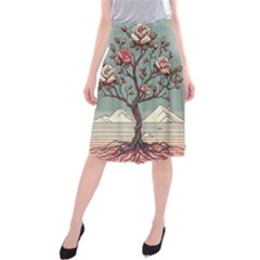 Roses Flowers Bloom Nature Blossom Midi Beach Skirt