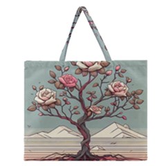 Roses Flowers Bloom Nature Blossom Zipper Large Tote Bag by Salmanaz77