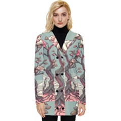 Roses Flowers Bloom Nature Blossom Button Up Hooded Coat 