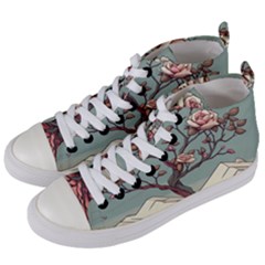 Roses Flowers Bloom Nature Blossom Women s Mid-top Canvas Sneakers by Salmanaz77