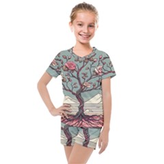 Roses Flowers Bloom Nature Blossom Kids  Mesh T-shirt And Shorts Set