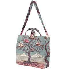 Roses Flowers Bloom Nature Blossom Square Shoulder Tote Bag