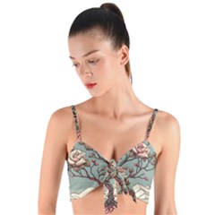 Roses Flowers Bloom Nature Blossom Woven Tie Front Bralet