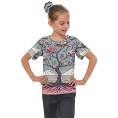 Roses Flowers Bloom Nature Blossom Kids  Mesh Piece T-shirt