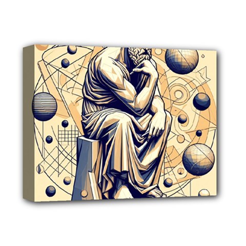 Thinker Sculpture Design Geometric Deluxe Canvas 14  X 11  (stretched) by Salmanaz77