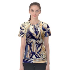 Thinker Sculpture Design Geometric Women s Sport Mesh T-shirt