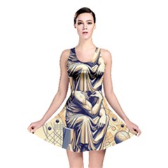 Thinker Sculpture Design Geometric Reversible Skater Dress by Salmanaz77