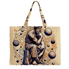 Thinker Sculpture Design Geometric Zipper Mini Tote Bag by Salmanaz77