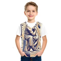 Thinker Sculpture Design Geometric Kids  Basketball Tank Top