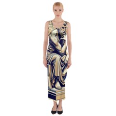 Thinker Sculpture Design Geometric Fitted Maxi Dress