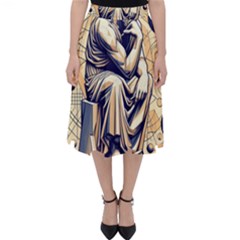 Thinker Sculpture Design Geometric Classic Midi Skirt