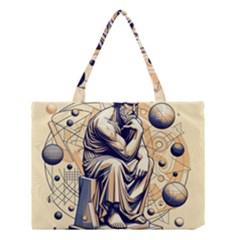 Thinker Sculpture Design Geometric Medium Tote Bag by Salmanaz77